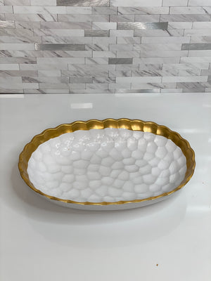 Gold Rim Oval Tray