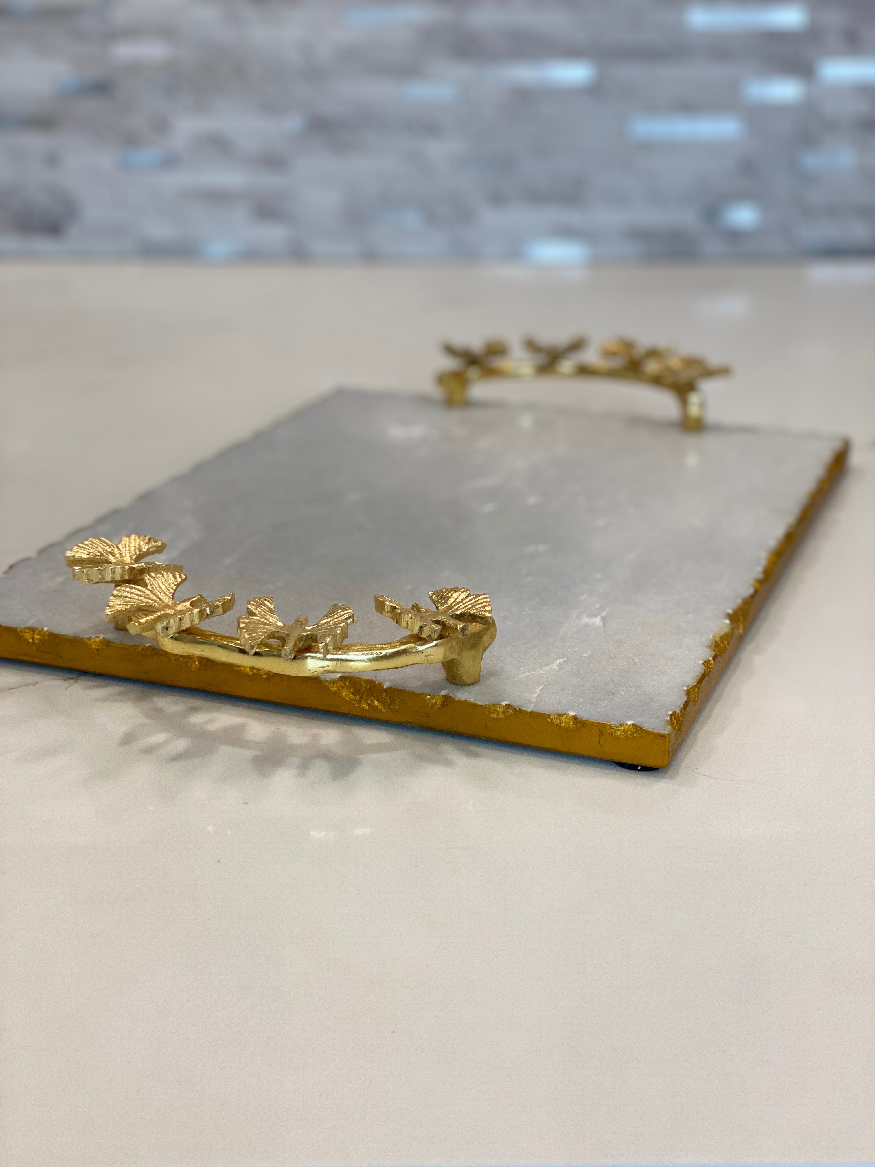 Gold Butterfly Marble Tray