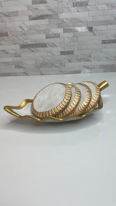 Gold Rope Edge Marble Coaster Set