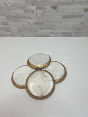 Gold Rope Edge Marble Coaster Set